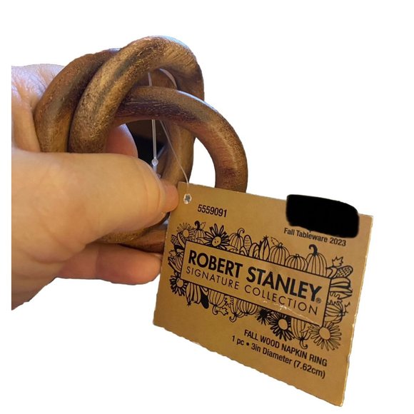 Wood Interlocked 3 Ring Napkin Ring Holder - Set of 3 - Picture 3 of 7